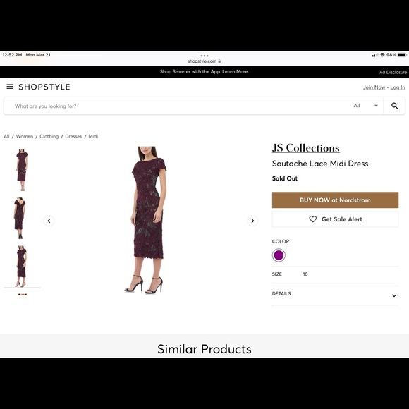 JS Collections Soutache Lace MIDI Dress. - Picture 2 of 5